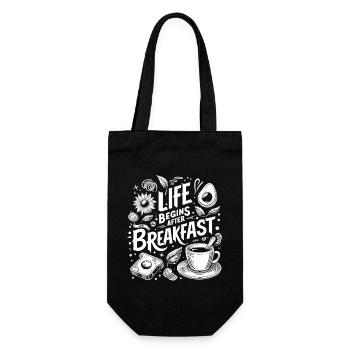 Ready to go: Life Begins After Breakfast - Gift Bag for Bottles - black - Front