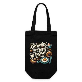 Frühstücksfreude: Breakfast is my Love Language - Geschenkbeutel für Flaschen - Schwarz - Vorne
