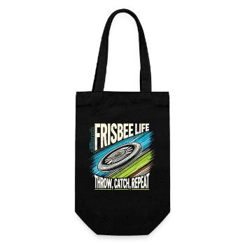 Frisbee Life - Throw, Catch, Repeat - Geschenkbeutel für Flaschen - Schwarz - Vorne