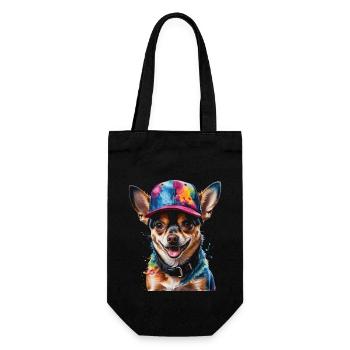 Chihuahua Snapback Cap Dog Funny Design Print - Gift Bag for Bottles - black - Front