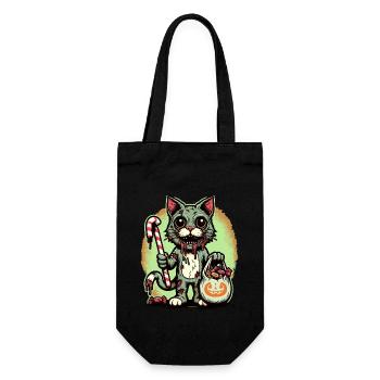 Chat zombie effrayant Trick or Treat - Sac à bouteille - noir - Devant