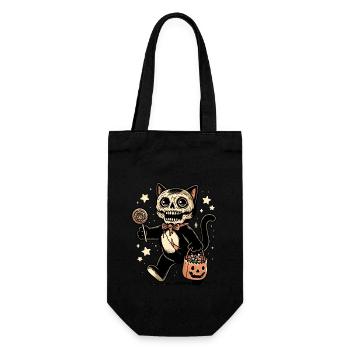 Chat zombie mort-vivant Halloween - Sac à bouteille - noir - Devant