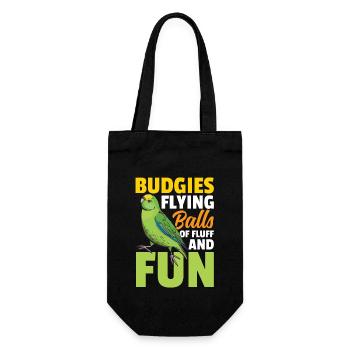 Budgies Flying Balls Of Fluff And Fun - Geschenkbeutel für Flaschen - Schwarz - Vorne