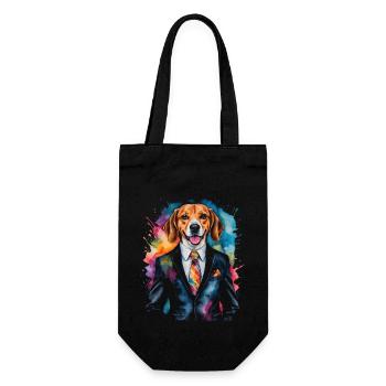 Beagle Suit Dog Colorful Funny Animal Design Print - Gift Bag for Bottles - black - Front