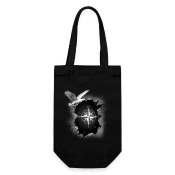 maritime seagull compass seagulls wind rose - Gift Bag for Bottles - black - Front