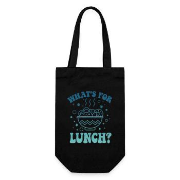 Was gibt es zum Mittagessen? - Geschenkbeutel für Flaschen - Schwarz - Vorne