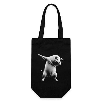 Funny Dabbing Pig Farmer Animal Lover Dab - Gift Bag for Bottles - black - Front