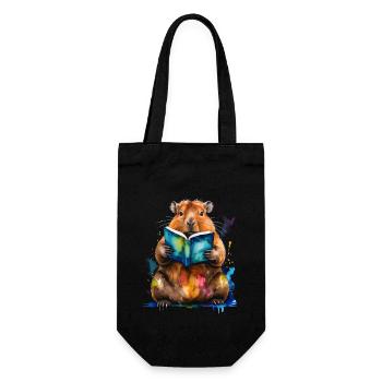 Capybara livre de lecture Capy coloré Animal Design Print - Sac à bouteille - noir - Devant