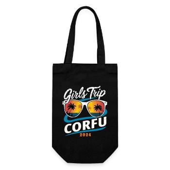 Girls Trip Korfu 2024 - Geschenkbeutel für Flaschen - Schwarz - Vorne