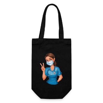 Lustige Krankenschwester mit Humor - Geschenkbeutel für Flaschen - Schwarz - Vorne