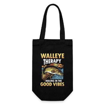 Walleye Therapy Reeling in - Geschenkbeutel für Flaschen - Schwarz - Vorne