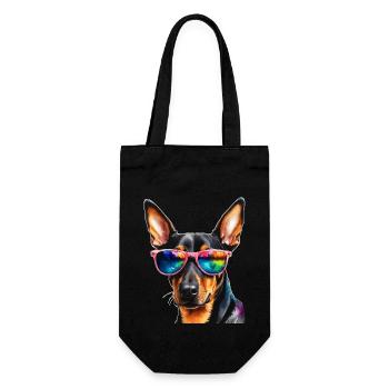 Doberman Sunglasses Dog Funny Design Print - Gift Bag for Bottles - black - Front