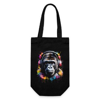 Gorilla Headphones Monkey Colorful Animal Design Print - Gift Bag for Bottles - black - Front