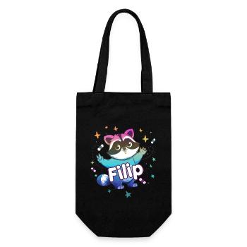 FILIP - Schöner Jungen Name mit süßem Waschbär - Geschenkbeutel für Flaschen - Schwarz - Vorne