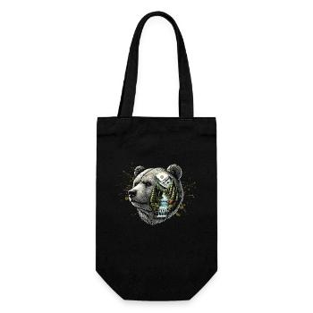 Wildnis im Inneren des Bären Retro Vintage - Geschenkbeutel für Flaschen - Schwarz - Vorne