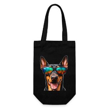 Doberman Sunglasses Dog Funny Design Print - Gift Bag for Bottles - black - Front