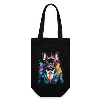 Französische Bulldogge Anzug Frenchie Hund Tier - Geschenkbeutel für Flaschen - Schwarz - Vorne
