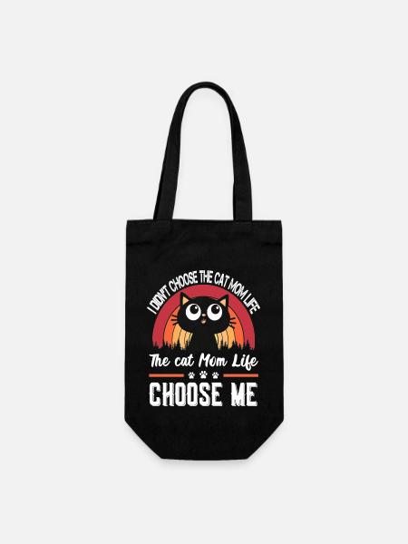 I Didn't Choose The Cat Mom Cat Lover - Geschenkbeutel für Flaschen - Schwarz