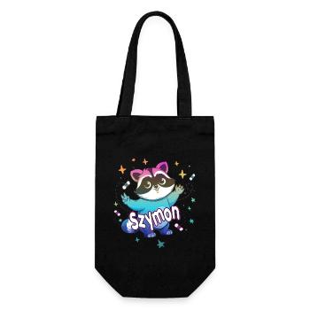 SZYMON - Beautiful boy name with cute raccoon - Gift Bag for Bottles - black - Front