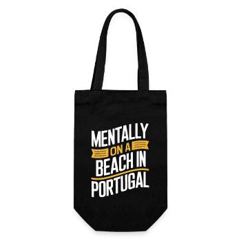 Mentally On A Beach In Portugal Souvenir - Gift Bag for Bottles - black - Front