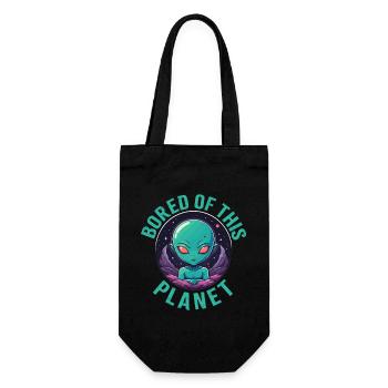 Gelangweilt von diesem Planeten. - Geschenkbeutel für Flaschen - Schwarz - Vorne