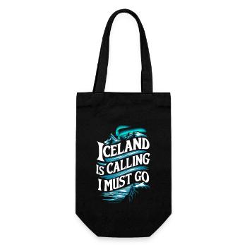 Iceland Souvenir - Iceland Calls, I Must Go - Gift Bag for Bottles - black - Front