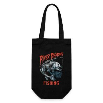River Demons Fishing für eine Anglerin Fischerin - Geschenkbeutel für Flaschen - Schwarz - Vorne