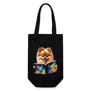 Pomeranian Pomeranian Reading Book Dog Print - Gift Bag for Bottles - black - Front