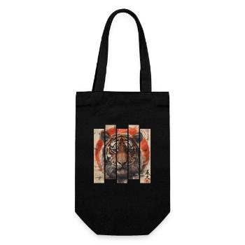 80er Jahre Retro Japanischer Tiger - Geschenkbeutel für Flaschen - Schwarz - Vorne