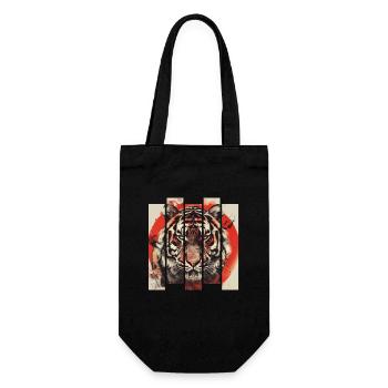 80er Jahre Retro Japanischer Tiger - Geschenkbeutel für Flaschen - Schwarz - Vorne