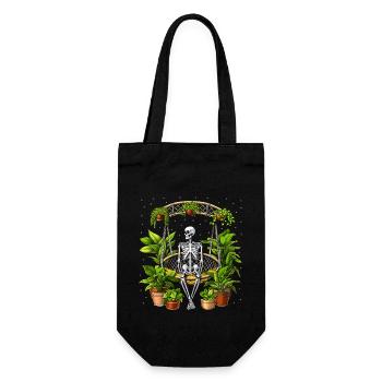 Skelett Pflanzen Liebhaber - Geschenkbeutel für Flaschen - Schwarz - Vorne