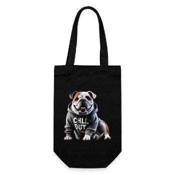 Funny English Bulldog Animal Lover Chilling - Gift Bag for Bottles - black - Front