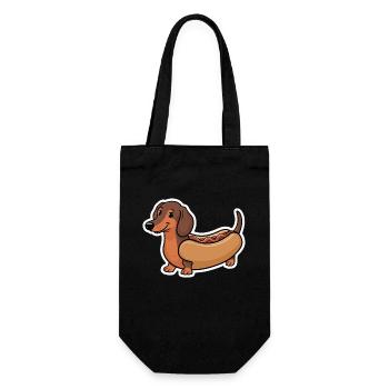 Dackel In Kostümen Lustiger Hot Dog - Geschenkbeutel für Flaschen - Schwarz - Vorne