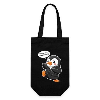 Ready, Set, Penguin Kick! Cute Penguin - Gift Bag for Bottles - black - Front