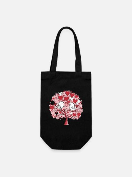Romantischer Herzbaum mit Liebesvögeln für einen - Geschenkbeutel für Flaschen - Schwarz
