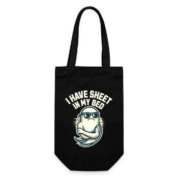 Funny ghost saying i have sheet in my bed - Gift Bag for Bottles - black - Front