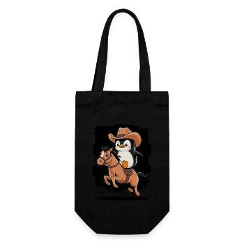 Cowboy Penguin Rides On A Horse - Gift Bag for Bottles - black - Front