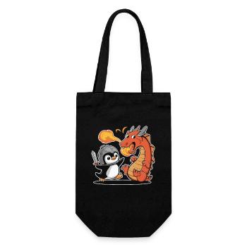 Knight penguin fights dragons - Gift Bag for Bottles - black - Front