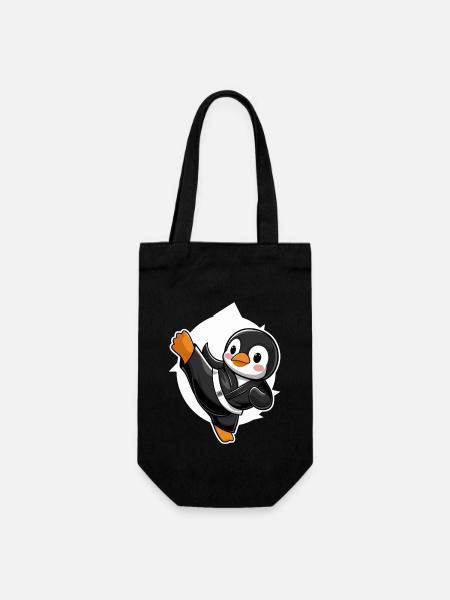 Ninja Pinguin Karate Meister - Geschenkbeutel für Flaschen - Schwarz
