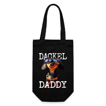 Dackel Daddy Dachshund Dad Wiener Papa Vatertag - Geschenkbeutel für Flaschen - Schwarz - Vorne