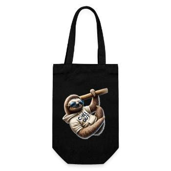 Lustiges Faultier Chill Out Tierliebhaber Chillen - Geschenkbeutel für Flaschen - Schwarz - Vorne