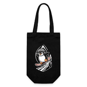 Pinguin Snowboard Abenteuer - Geschenkbeutel für Flaschen - Schwarz - Vorne