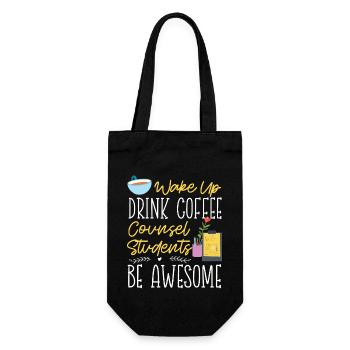 School Counselor Coffee Wake Up - Geschenkbeutel für Flaschen - Schwarz - Vorne
