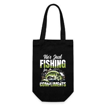 He’s Just Fishing for Compliments - Geschenkbeutel für Flaschen - Schwarz - Vorne