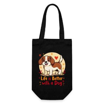 LIFE IS BETTER WITH A DOG - Gift Bag for Bottles - black - Front