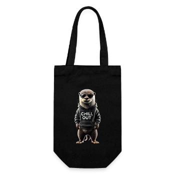 Lustiges Otter Chill Out Tierliebhaber Chillen - Geschenkbeutel für Flaschen - Schwarz - Vorne