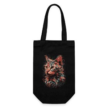Katze Kunstzeichnung Abstrakte Tierillustration - Geschenkbeutel für Flaschen - Schwarz - Vorne