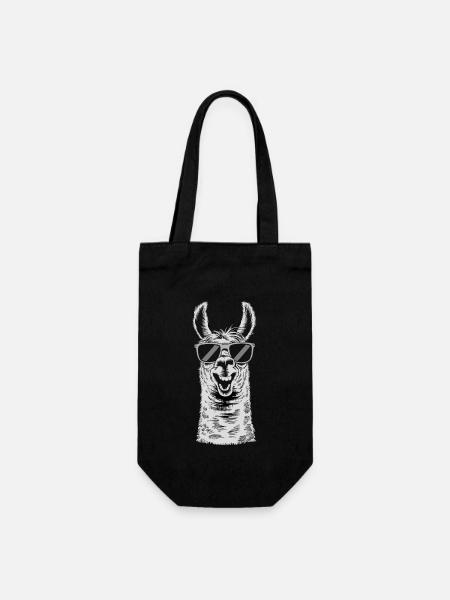 Cooles Lama Mit Sonnenbrille - Geschenkbeutel für Flaschen - Schwarz