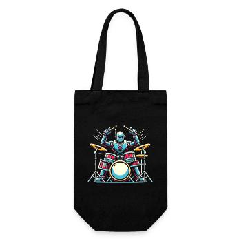Energetic Robot Drummer Groove - Gift Bag for Bottles - black - Front