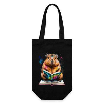 Capybara livre de lecture Capy coloré Animal Design Print - Sac à bouteille - noir - Devant